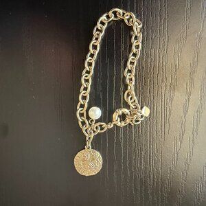 Gold Pearl and Sand Dollar Bracelet
